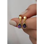 Silvano Jewelry 925 Ayar Gümüş Amatist Taşlı Küpe