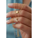 Silvano Jewelry 925 Ayar Gümüş Ay Yıldız Çiftli Kolye
