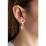 Silvano Jewelry 925 Ayar Gümüş Çift Taşlı Fatma Ana Eli Küpe