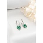 Silvano Jewelry 925 Ayar Gümüş Çift Taşlı Zümrüt Yeşili Yaprak Küpe