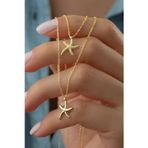 Silvano Jewelry 925 Ayar Gümüş Çiftli Deniz Yıldız Kolye