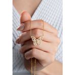 Silvano Jewelry 925 Ayar Gümüş Gold Baget Kelebek Kolye