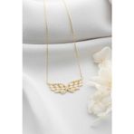 Silvano Jewelry 925 Ayar Gümüş Gold Baget Taşlı Kanat Kolye