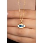 Silvano Jewelry 925 Ayar Gümüş Gold Göz Nazar Kolye