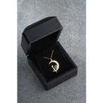 Silvano Jewelry 925 Ayar Gümüş Işıklı Kutuda Mavi Taşlı Gold Kedi Kolye