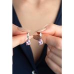 Silvano Jewelry 925 Ayar Gümüş Pembe Damla Taşlı Küpe