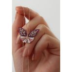 Silvano Jewelry 925 Ayar Mor Taşlı Gümüş Kelebek Kolye