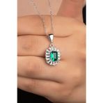 Silvano Jewelry 925 Ayar Rodyum Baget Taşlı Gümüş Kolye
