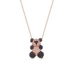 Silvano Jewelry 925 Ayar Rose Siyah Beyaz Taşlı Panda Gümüş Kolye