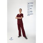 Silvatica Premium Workwear Silvatica Kadın Medikal Pantolon Petite(Kısa Boy) Scrubs Alt Cerrahi Hemşire Forması - Bordo - XS