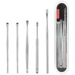 Silver-5pcs 6 Parçalı Set Paslanmaz Çelik Kulak Toplama Aracı Kulak Kepçe Yetişkin Spiral Kulak Kiri Seçici Earpick Sökücü Temizleme Piercing Kiti Temizleyici (Yurt Dışından)