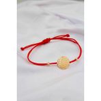 Silver And Silver 925 Ayar Gümüş Rose Altın Kaplama Kırmızı Makrome Yaşam Çiçeği Bileklik