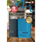 Silver Home 200 Gsm 2 Adet Iz Bırakmaz Mikrofiber 40×60 Dekoratif Cam Bezi - Antrasit - Petrol Mavisi