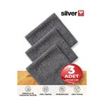 Silver Home 3'lü Kareli Mikrofiber Temizlik Bezi Seti - 40x40 cm - ve Ultra Emici