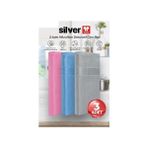 Silver Home 3'lü Mikrofiber Dekoratif Cam Bezi Gri - Pembe - Mavi 40X40 cm