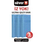 SİLVER HOME Silver Home 3'lü Mikrofiber Dekoratif Cam Bezi Mavi 40x40 Cm