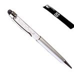 (silver) - NEO+ Item Number 055, Quality 2-in-1 Capacitive Touchscreen Stylus and Ballpoint Pen with Crystals. Free Refill (Silver)