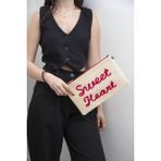 Silver & Polo Silver Polo Bej - Fuşya Dokuma Hasır Kadın Portföy ve Clutch El Çantası SP1034