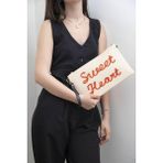 Silver & Polo Silver Polo Bej - Orange Dokuma Hasır Kadın Portföy ve Clutch El Çantası SP1034