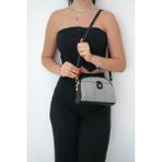 Silver & Polo Silver Polo SP1144 Kadın Çapraz Çanta Hasır Siyah Beyaz-Siyah