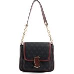 Silver & Polo Silver Polo SP1147 Kadın Omuz Çantası Monogram Siyah-Bordo