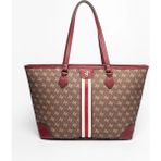 Silver & Polo Silver Polo SP1169 Kadın Omuz Çantası Şeritli Monogram Kahve-Bordo