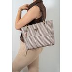 Silver & Polo Silver Polo SP1176 Kadın Omuz Çantası Ekose Line Kare Kahve Sarı-Kahve