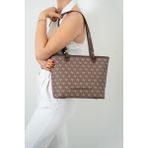 Silver & Polo Silver Polo SP1204 Kadın Omuz Çantası Monogram Kahve-Kahve