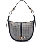 Silver & Polo Silver Polo SP1270 Kadın Omuz Çantası Kaz Ayağı Ekose Siyah-Siyah