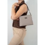 Silver & Polo Silver Polo SP937 Kadın Omuz Çantası Ekose Line Kare Kahve Sarı-Kahve