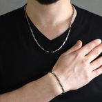 Silver Renk 317l Çelik Singapur Zincir&bileklik Kombini