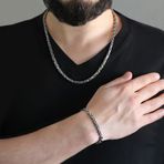 Silver Renk Kalınlık 5 Mm 317l Çelik Kral Zincir&bileklik Kombini