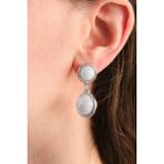 Silver Sallantılı Taşlı Yuvarlak Küpe - Standart - Renkli