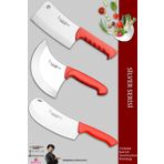 Silver Serisi Mutfak Bıçak Börek Pizza Pide Bıçağı Kıyma Bıçağı Satırı 3 Lü Set (Mft-927)