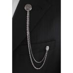 Silver Vintage Desenli Ceket & Damatlık & Blazer Zincirli Yaka Aksesuarı - Gümüş - 1 Drop - 25