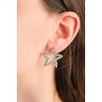 Silver Zirkon Taşlı Yıldız Şekilli Küpe - Standart - Renkli