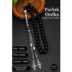 SİLVERA TELKARİ Erkek Oniks Taşlı Tesbih 8 mm Doğal Taş Oniks Tesbih BT044
