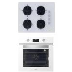 Silverline 2'Li İkili Beyaz Cam Ankastre Set Cs5665w01 65Cm Ocak -Bo6502w02 Turbo Fırın