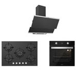 Silverline 3420 Classy 60+CS5365B01+BO6504B01 Siyah Cam Ankastre Set