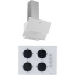 Silverline 3490 Oslo Beyaz Cam Ankastre Set 2'li 65CM Yüksek Performanslı Gazlı Ocak ve Davlumbaz