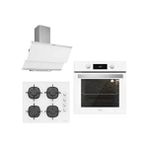Silverline Beyaz Ankastre Set 3 Gazlı Ocak ve Fırın 3420W Eğimli Davlumbaz ile Şık Tasarım ve Modern Renk