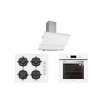 Silverline Beyaz Cam Ankastre Set 3420 Classy 60+CS5343W01+BO6502W02 Gazlı Ocak ve 4 Programlı Fırın ile Şık Tasarım