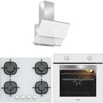 Silverline Beyaz Cam Ankastre Set (3490 Oslo Beyaz Davlumbaz - CS5436W01 Ocak - BO65E1W01 Fırın)