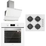Silverline BO6503W01 - CS5365W01 Beyaz Cam Ankastre Set