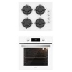 Silverline BO6504W01 - CS5343W01 Beyaz Cam Ankastre Set