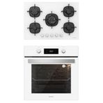Silverline BO6504W01 - CS5365W01 Beyaz Cam Ankastre Set