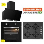 Silverline BO65E1B01-CS5349B01-3457 Soho Siyah Cam Ankastre Set