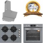 Silverline Buhar Destekli Airfrayer Gri Cam Ankastre Set 3490 Oslo - Cs5335s01 - Bo65p4s01
