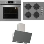Silverline Gri Renkli Ankastre Set; BO6504S01 Fırın, CS5335S01 Ocak, Yüksek Performanslı A Enerji Sınıfı Soho 60 cm Davlumbaz