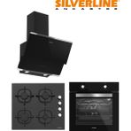 Silverline Oslo 3490 - CS5335B02 - B06501B01 Siyah Cam Ankastre Set